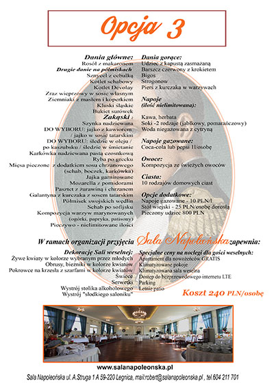 Menu weselne opcja 3
