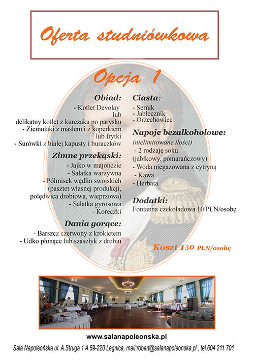 Studniówka Menu