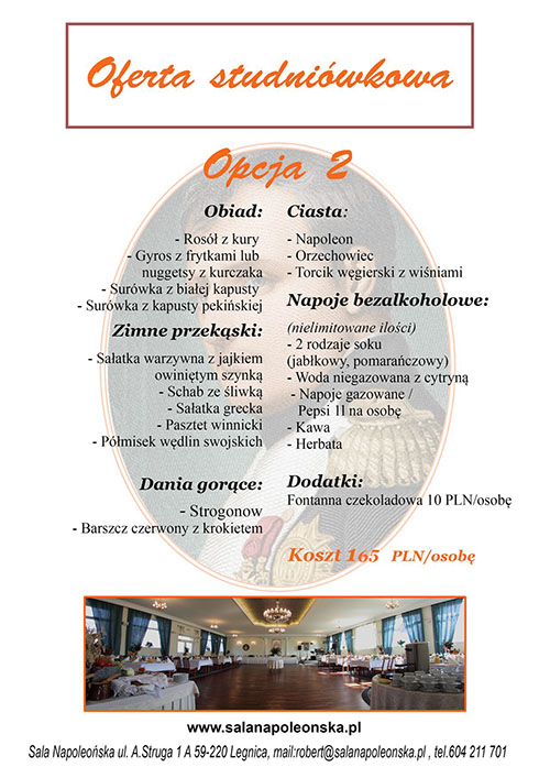 Studniówka Menu